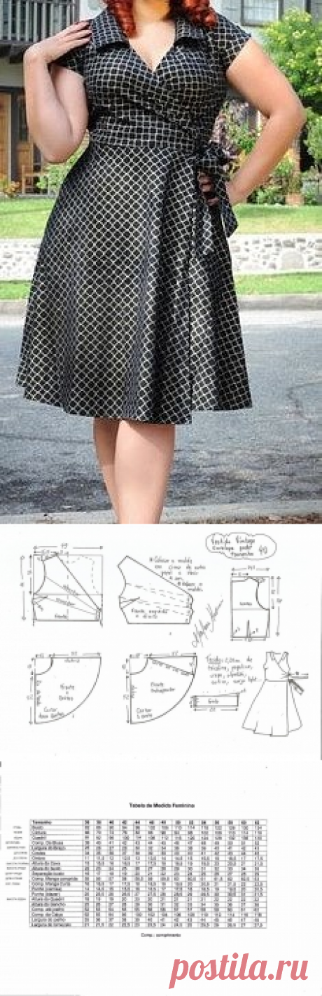 Выкройка платья с запахом. Размер Евро 36-54 (Шитье и крой) | Журнал Вдохновение Рукодельницы