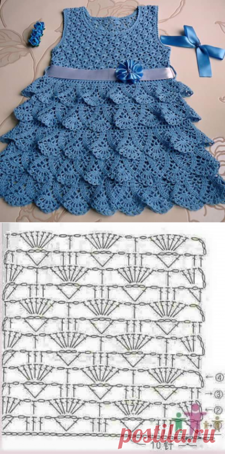 Это платье элегантность в этой работе в вязаной пряжи с графиком. - узоры вязания крючком бесплатно