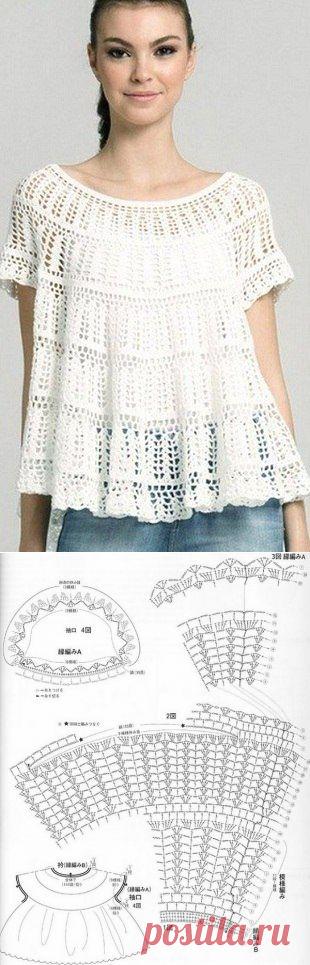 Летняя туника крючком. Вязание крючком туники схемы бесплатно | Лаборатория домашнего хозяйства