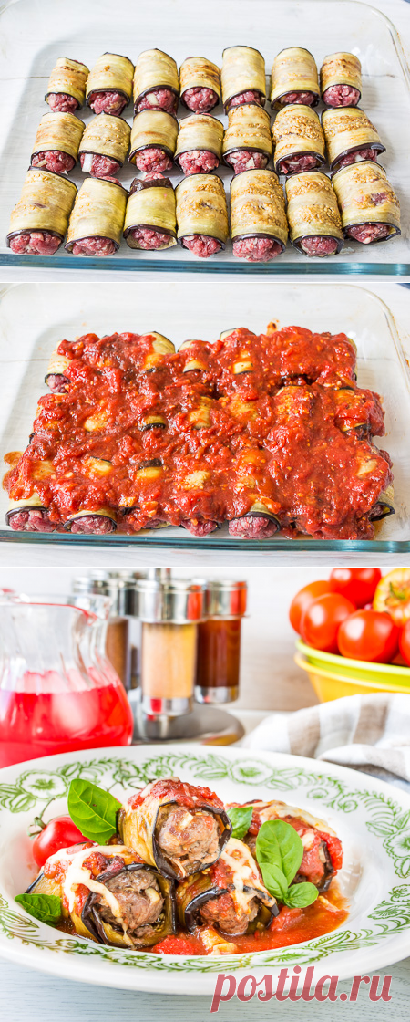 Рулетики из баклажана с мясом: