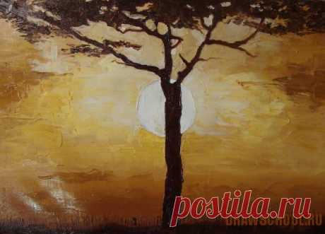 Пейзаж &quot;Африка&quot; - масло — Онлайн школа рисования.