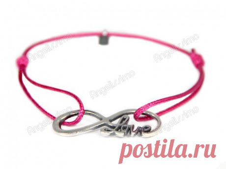 Браслет на малиновой нити &quot;Бесконечность Love&quot; от Amorem