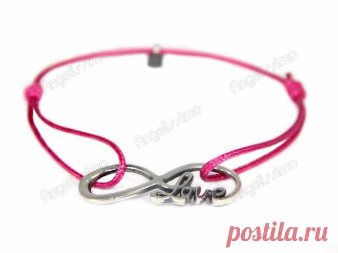 Браслет на малиновой нити "Бесконечность Love" от Amorem