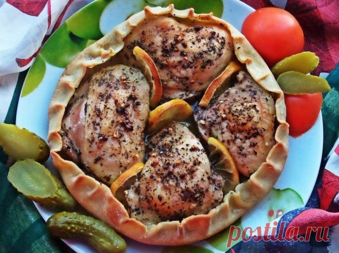 Курица, запечённая в съедобной тарелке | Четыре вкуса