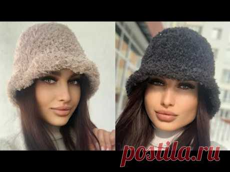 Панама шляпка под мех крючком