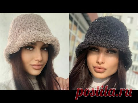 Панама шляпка под мех крючком