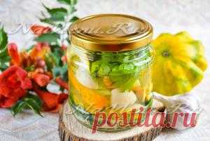 Маринованные хрустящие патиссоны, рецепт на зиму с зеленью