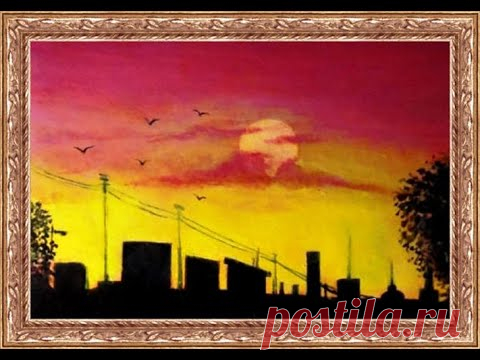 Как нарисовать закат. Пейзаж акрилом