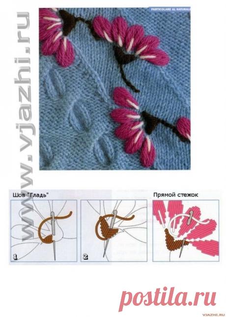 Вышивка на вязаных вещах. - медиаплатформа МирТесен