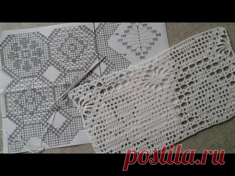 Топ крючком (филейное вязание). Часть 8. Вяжем образец 20-22 ряды.