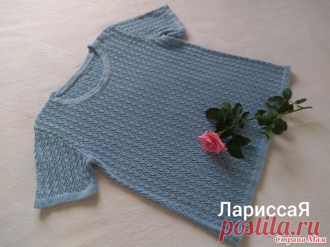 Очередная хлопковая кофточка на лето Всем доброго времени суток! Сегодня очередная обновка для себя,кофточка из пряжи Ализе Белла.  Узор ближе  Цвет камера исказила,на самом деле,не серый,а голубой. Схема рисунка