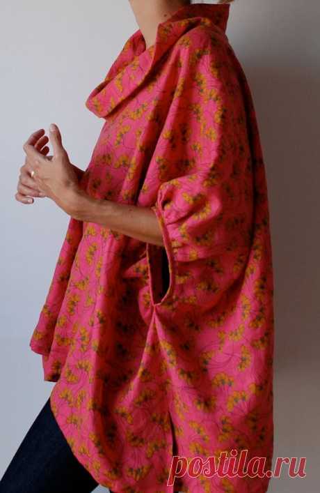 (2) RESERVED FOR ANGELIQUE Pink loose fit linen smock frock / top. Plus size and maternity, scoop neck, sleeves. One size fits all