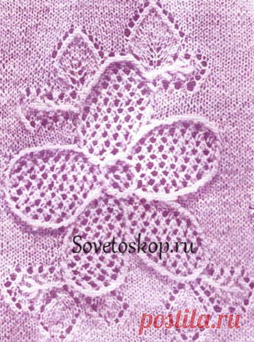 Цветочный узор спицами.