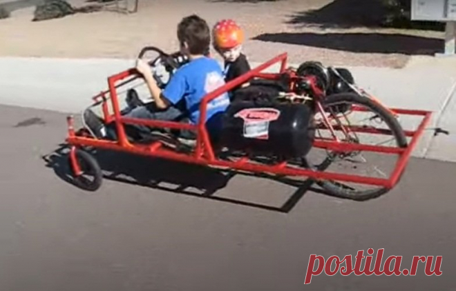 Детский пневматический автомобиль В наше современное время, в век ДВС, все чаще подымается вопрос о загрязнении среды нас окружающей. Светлые умы ломают копья, экспериментируя с новыми двигателями. Были предложения возвращения к паровым агрегатам, но конструкции получаются громоздкие. Устанавливать электродвигатели очень