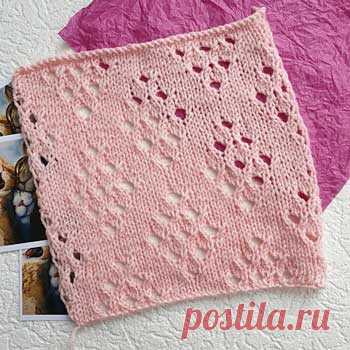 Простые ажурные ромбы спицами, схема узора - Самые красивые узоры спицами