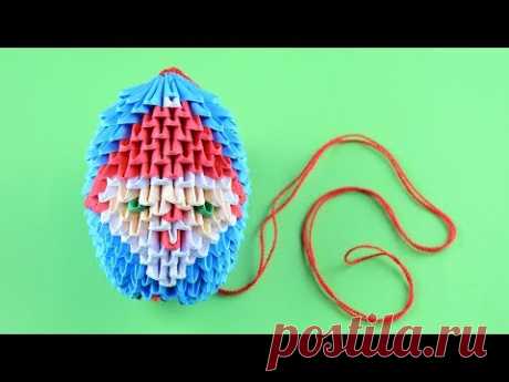 Новогодняя игрушка с Дедом Морозом на елку своими руками. Модульное оригами для начинающих