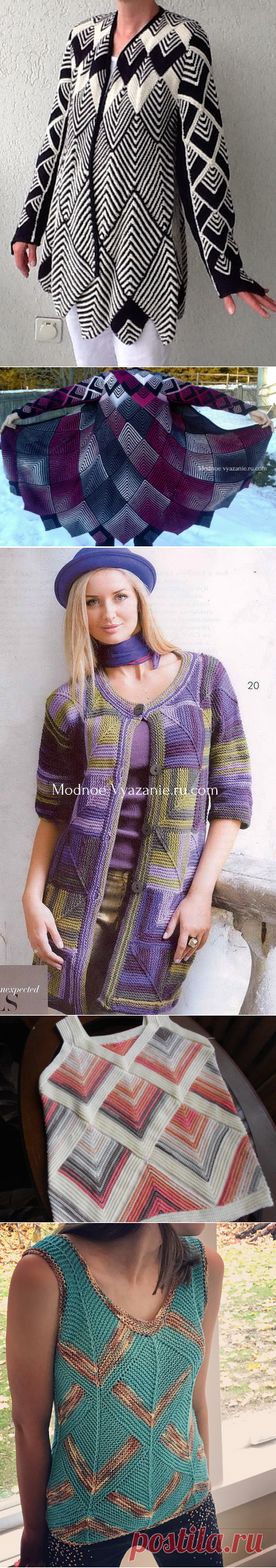 Модели вязаной одежды в технике пэчворк спицами - Modnoe Vyazanie ru.com
