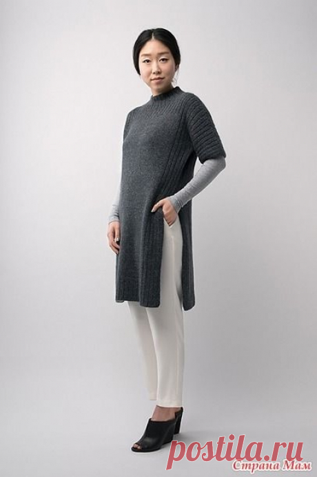 Длинная туника с разрезами Truss от дизайнера Shellie Anderson из SHIBUI KNITS, спицами