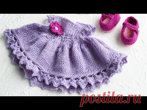 Оригинальное платье! Вязание на спицах. Вяжется легко и с удовольствием!
