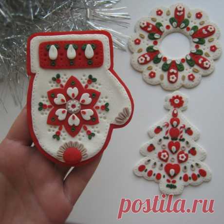 Елочные игрушки из полимерной глины | 43 фото | Polymer clay craft