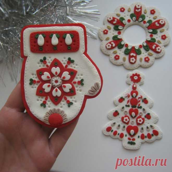Елочные игрушки из полимерной глины | 43 фото | Polymer clay craft
