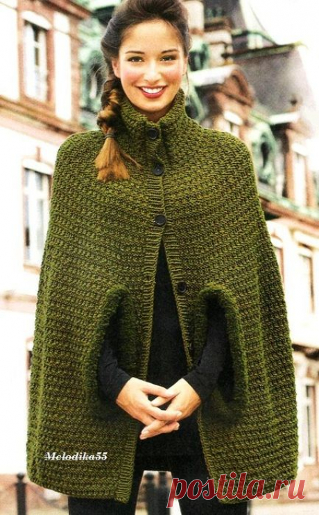 Спицы. Пончо.