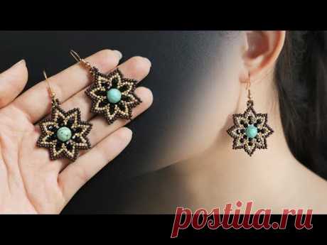 Flower earrings. DIY beaded earrings. How to make jewelry