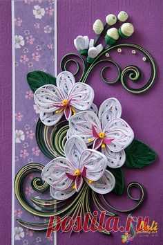 Neli Quilling Art: Quilling card /14.8 cm- 10.5 cm/ - (beautiful orchids, beautiful card - GK)