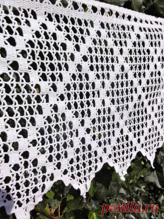 Dutch Crochet Curtains Filet Valance Vintage by oldamsterdam