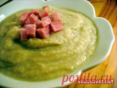 Суп - пюре из лука – порея с ветчиной