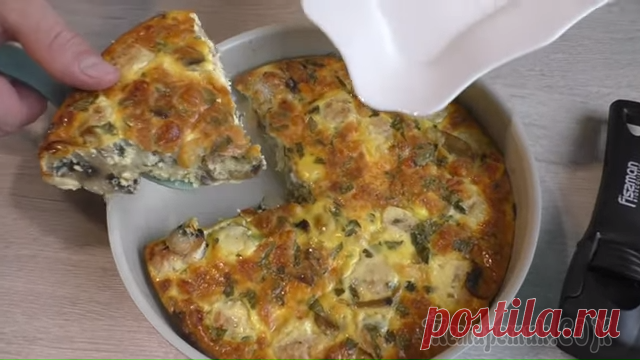 Запеканка с мясными шариками и грибами