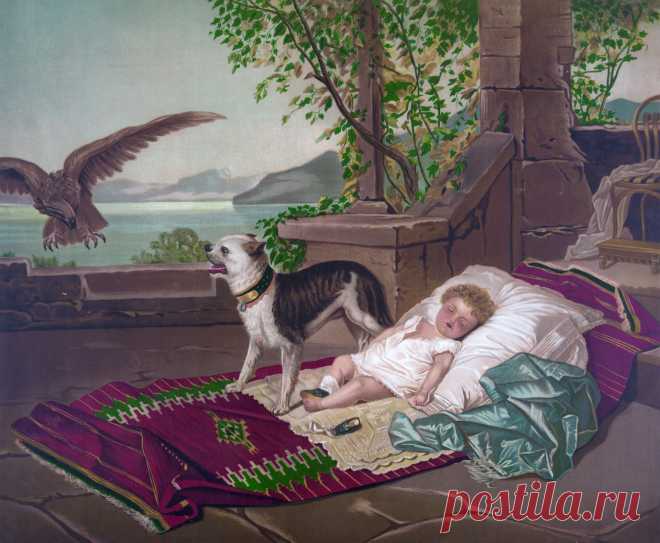 Собака и ребёнок.  --- Hund & Kind Malerei  Kostenloses Stock Bild HD - Public Domain Pictures