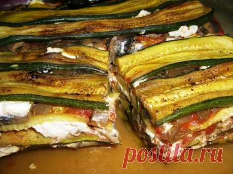 Овощная лазанья из цуккини с шампиньонами