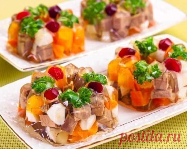 Как приготовить порционное заливное мясо или язык - рецепт, ингридиенты и фотографии