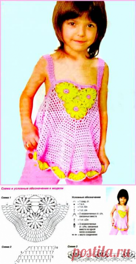Розовый топ с цветочками для девочки. Вяжем для детей. - Вязание топов для девочек - Вязание девочкам - Вязание для малышей - Вязание для детей. Вязание спицами, крючком для малышей