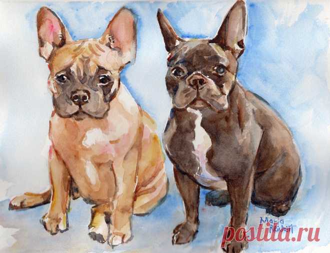 French Bull Dog by Maria Reichert French Bull Dog Painting by Maria Reichert