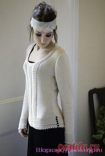 БЕЛЫЙ ПУЛОВЕР С КАЙМОЙ