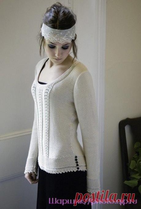 БЕЛЫЙ ПУЛОВЕР С КАЙМОЙ
