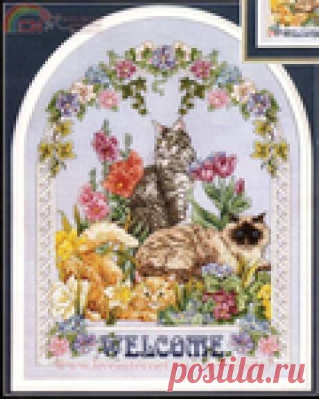 Вышивка крестом, схемы Welcome Kat
