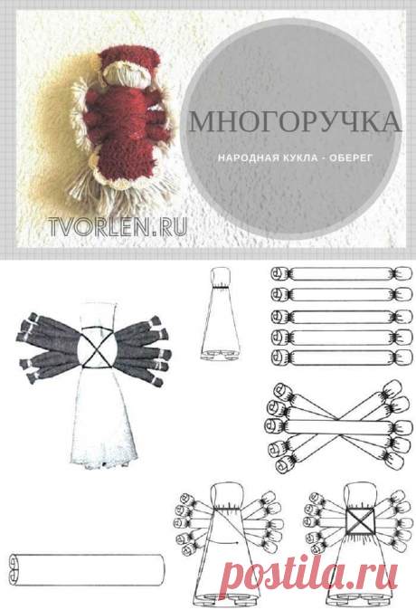 Сделать куклу многоручку из ниток - просто! - Творим-не ленимся!