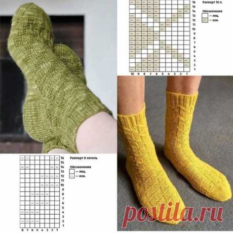 Популярная подборка простых схем для вязаных носков