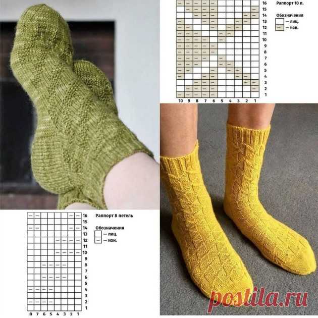 Популярная подборка простых схем для вязаных носков