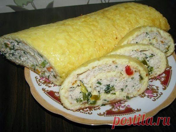 Шустрый повар.: Сырно яичный рулет с куриным фаршем