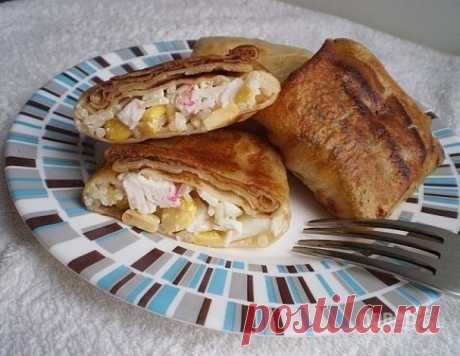 Блины с крабовыми палочками - пошаговый рецепт с фото на Повар.ру
