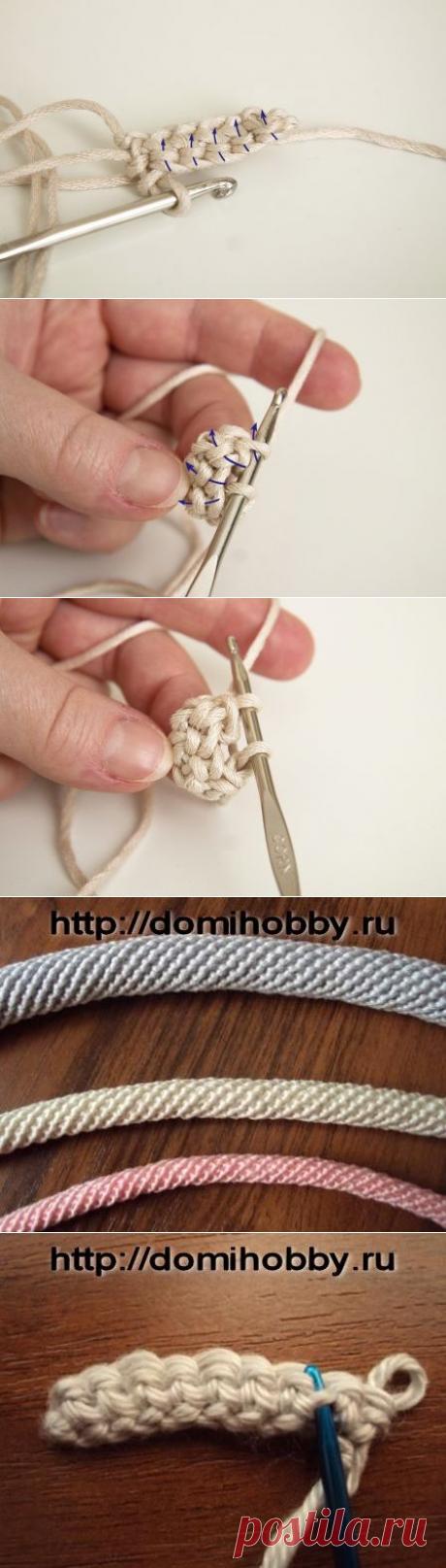 Как связать крючком круглый прочный шнур