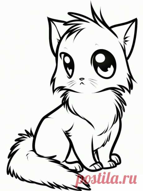 Рисунки для срисовки котики (30 картинок)