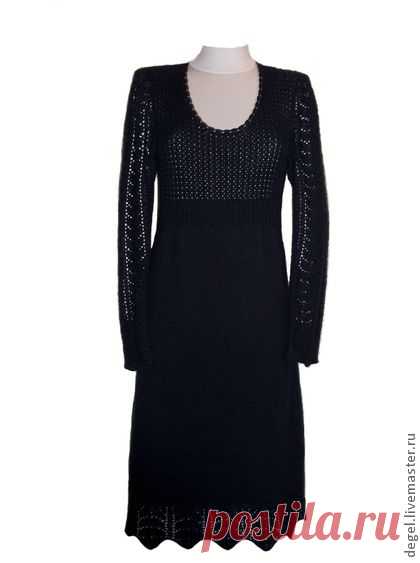 Купить Платье "Ноктюрн" - тёмно-синий, однотонный, вязаное платье, ручная работа, handmade