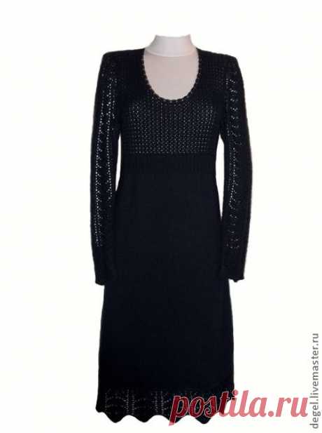 Купить Платье &quot;Ноктюрн&quot; - тёмно-синий, однотонный, вязаное платье, ручная работа, handmade