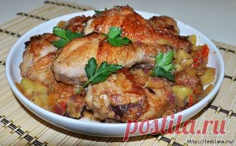Жареная курица с киви