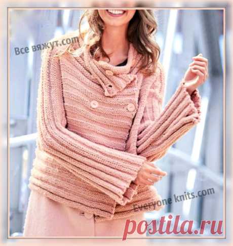 Жакет с поперечной резинкой. Описание вязания. | Все вяжут.сом/Everyone knits.com | Яндекс Дзен